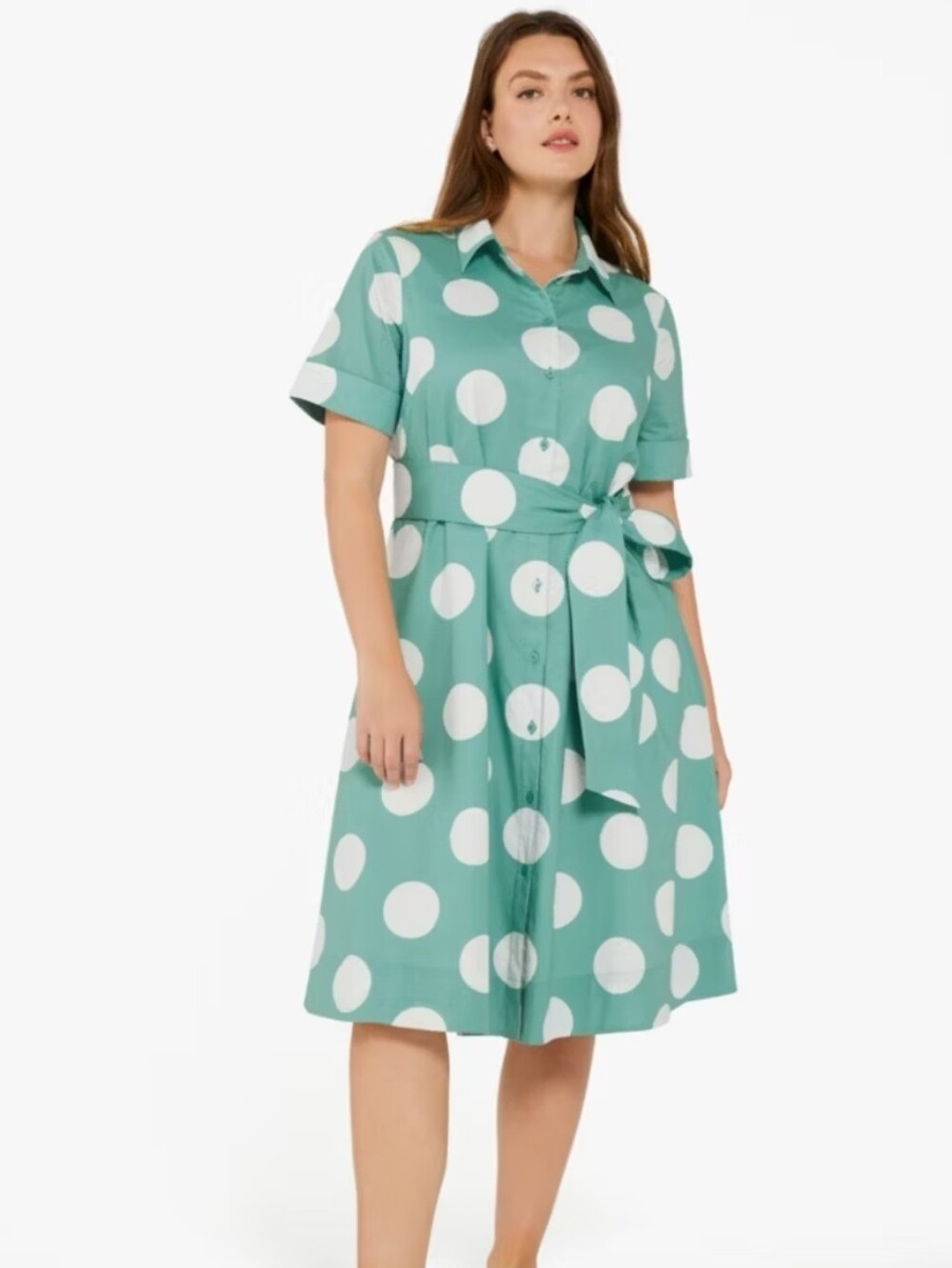 Kate Spade Grand Dot Midi Shirtdress Size L Women Preppy Pockets Cotton Blend